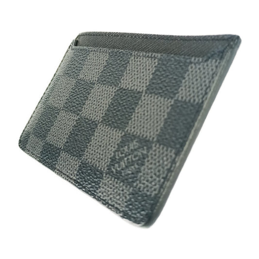 Beautiful Louis Vuitton Card Case Neo Porto Carte N62666 Grey Black Damier Graphite Canvas Calf Leather Men's Business Card Holder