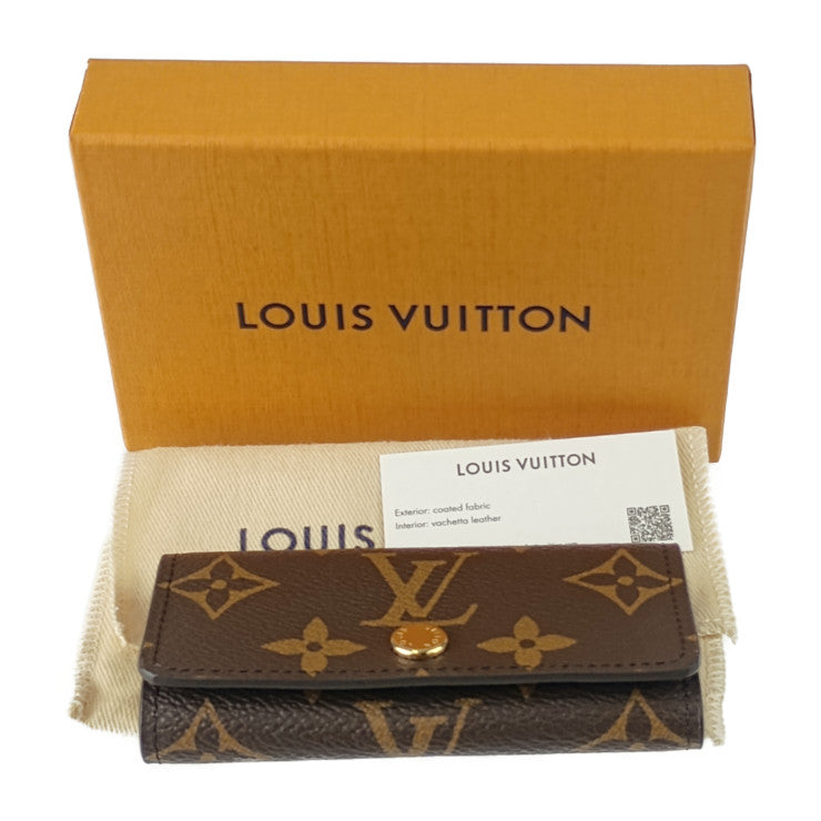 LOUIS VUITTON ルイヴィトン キーケース モノグラム ミュルティクレ4 日本限定カラー M82923 ブラウン ライトブルー PVC レザー ユニセックス ゴールド金具 4連 新古未使用展示品