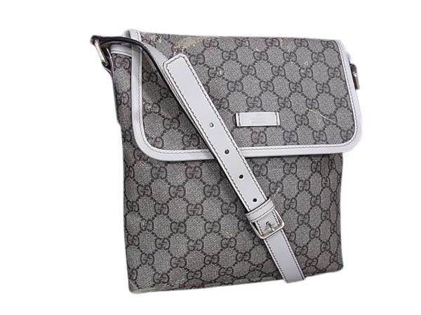 GUCCI グッチ ショルダーバッグ GGスプリーム 223666 ブラウン系×アイボリー系 PVC×レザー ユニセックス