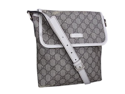 GUCCI グッチ ショルダーバッグ GGスプリーム 223666 ブラウン系×アイボリー系 PVC×レザー ユニセックス