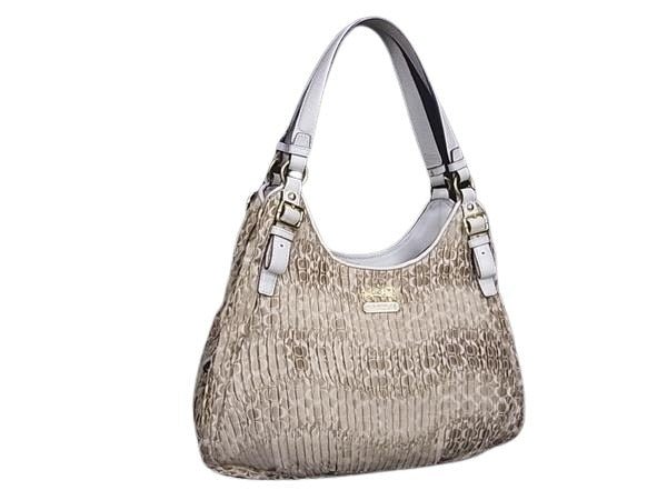 COACH コーチ ハンドバッグ シグネチャー マディソン ギャザード 18886 ゴールド アイボリー キャンバス×レザー レディース