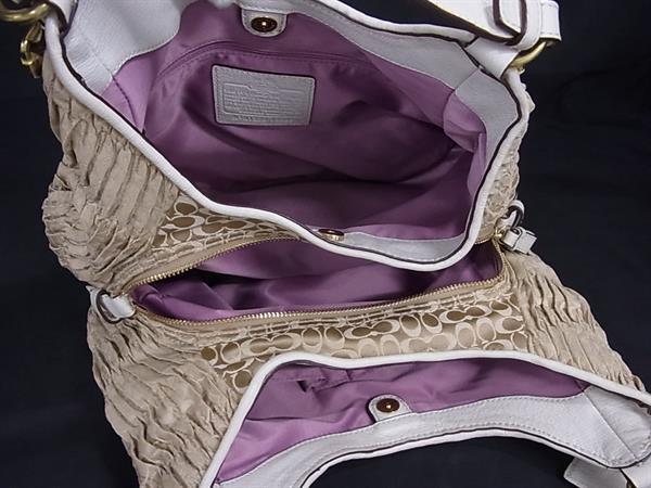 COACH コーチ ハンドバッグ シグネチャー マディソン ギャザード 18886 ゴールド アイボリー キャンバス×レザー レディース