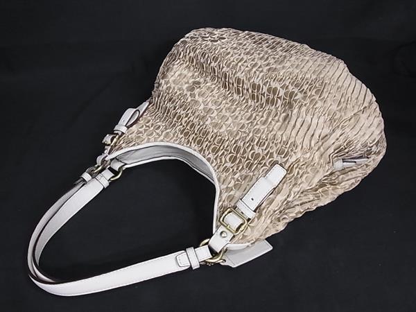 COACH コーチ ハンドバッグ シグネチャー マディソン ギャザード 18886 ゴールド アイボリー キャンバス×レザー レディース