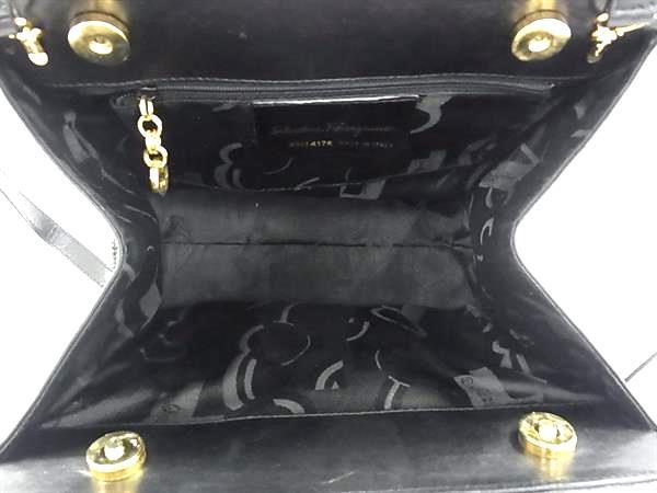 Salvatore Ferragamo サルバトーレフェラガモ ハンドバッグ ヴァラリボン BA21 4178 ブラック レザー レディース 2WAY ゴールド金具