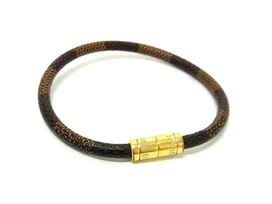LOUIS VUITTON ルイヴィトン ブレスレット ブラスレ キープイット M6139F エベヌ ダミエ ユニセックス ゴールド金具