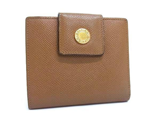 BVLGARI ブルガリ 財布 ブルガリブルガリ - ブラウン レザー ユニセックス Wホック 二つ折り財布 ゴールド金具