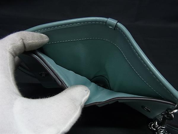 COACH コーチ チェーンウォレット トップハンドル CT879 グリーン レザー レディース シルバー金具 新古未使用展示品