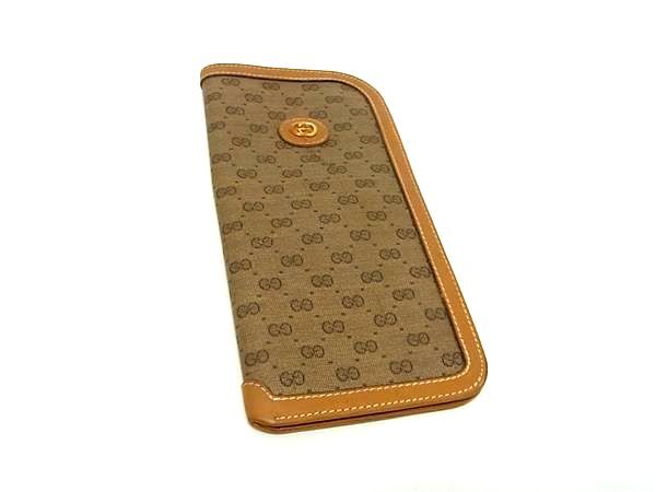 GUCCI グッチ 眼鏡ケース オールドグッチ マイクロGG インターロッキングG メガネケース ブラウン系 PVC レザー ユニセックス ヴィンテージ 美品