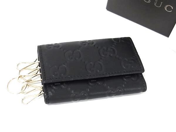 GUCCI グッチ キーケース グッチシマ 6連 キーケース 138093 ブラック レザー ユニセックス ゴールド金具 美品