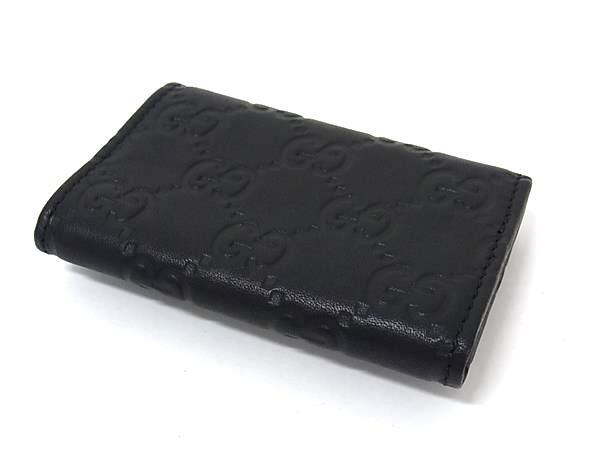 GUCCI グッチ キーケース グッチシマ 6連 キーケース 138093 ブラック レザー ユニセックス ゴールド金具 美品
