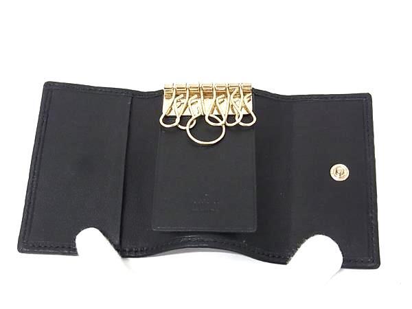 GUCCI グッチ キーケース グッチシマ 6連 キーケース 138093 ブラック レザー ユニセックス ゴールド金具 美品