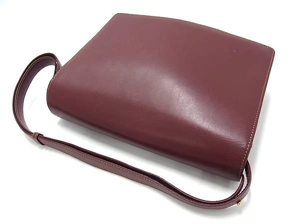 Cartier カルティエ ハンドバッグ マストライン ショルダーバッグ ボルドー系 レザー レディース ゴールド金具