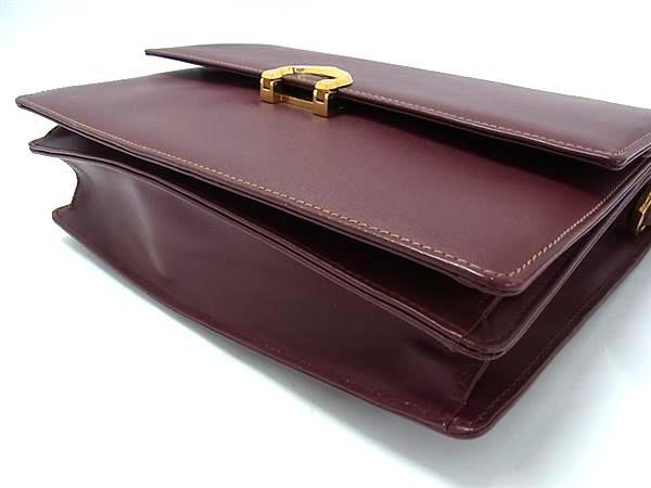Cartier カルティエ ハンドバッグ マストライン ショルダーバッグ ボルドー系 レザー レディース ゴールド金具