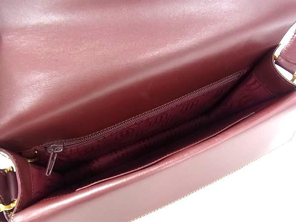 Cartier カルティエ ハンドバッグ マストライン ショルダーバッグ ボルドー系 レザー レディース ゴールド金具