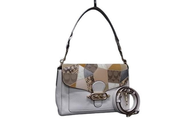 COACH コーチ ハンドバッグ ジェイド パッチワーク 2WAY バッグ 91092 アイボリー系×マルチカラー レザー レディース ショルダーバッグ ゴールド金具 美品