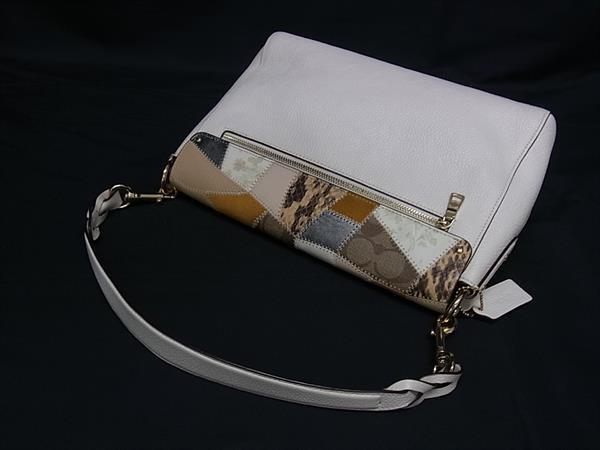 COACH コーチ ハンドバッグ ジェイド パッチワーク 2WAY バッグ 91092 アイボリー系×マルチカラー レザー レディース ショルダーバッグ ゴールド金具 美品