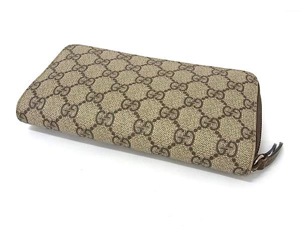 GUCCI グッチ 長財布 ネオ ヴィンテージ ジップアラウンドウォレット 473953 ベージュ×エボニー GGスプリームキャンバス レザー ユニセックス キャットヘッド ゴールド金具