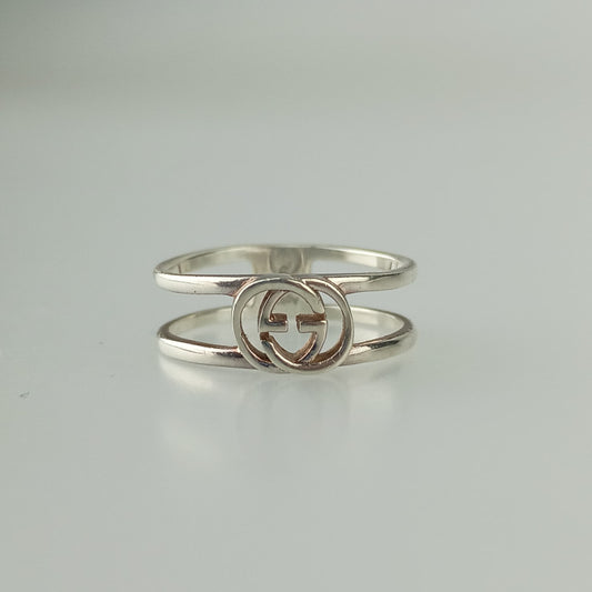 GUCCI グッチ 指輪 インターロッキングG スリム オープン バンド リング 298036 シルバー Ag925 レディース