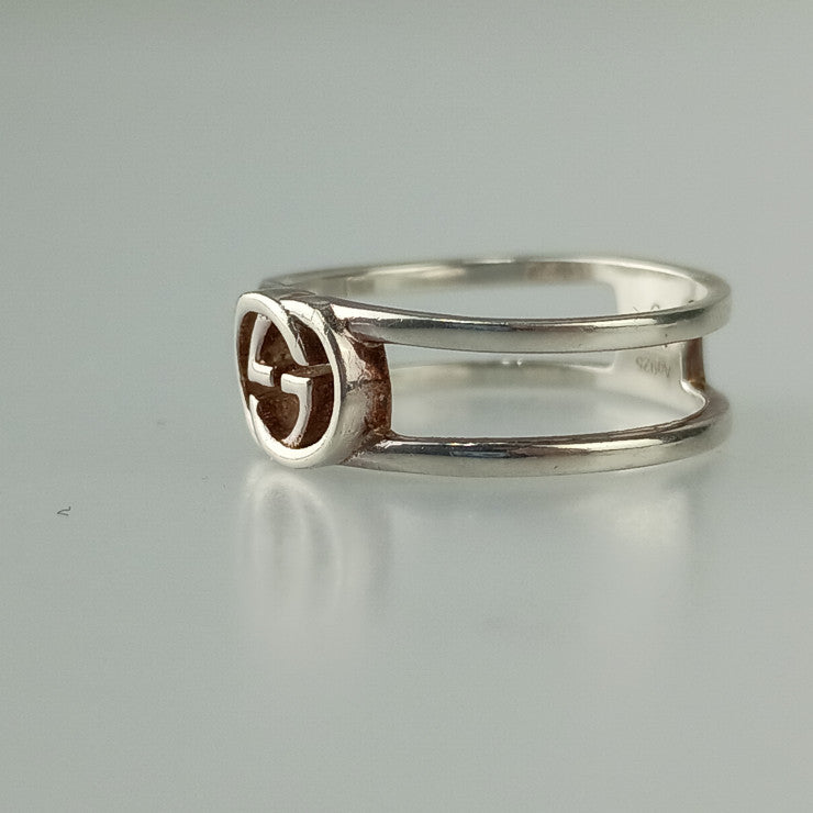 GUCCI グッチ 指輪 インターロッキングG スリム オープン バンド リング 298036 シルバー Ag925 レディース