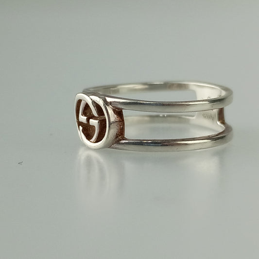 GUCCI グッチ 指輪 インターロッキングG スリム オープン バンド リング 298036 シルバー Ag925 レディース