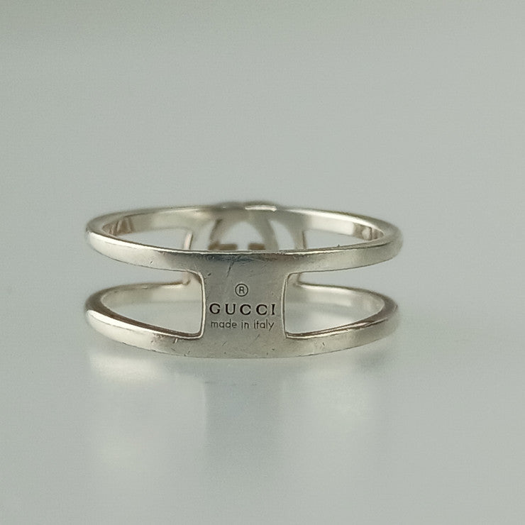 GUCCI グッチ 指輪 インターロッキングG スリム オープン バンド リング 298036 シルバー Ag925 レディース