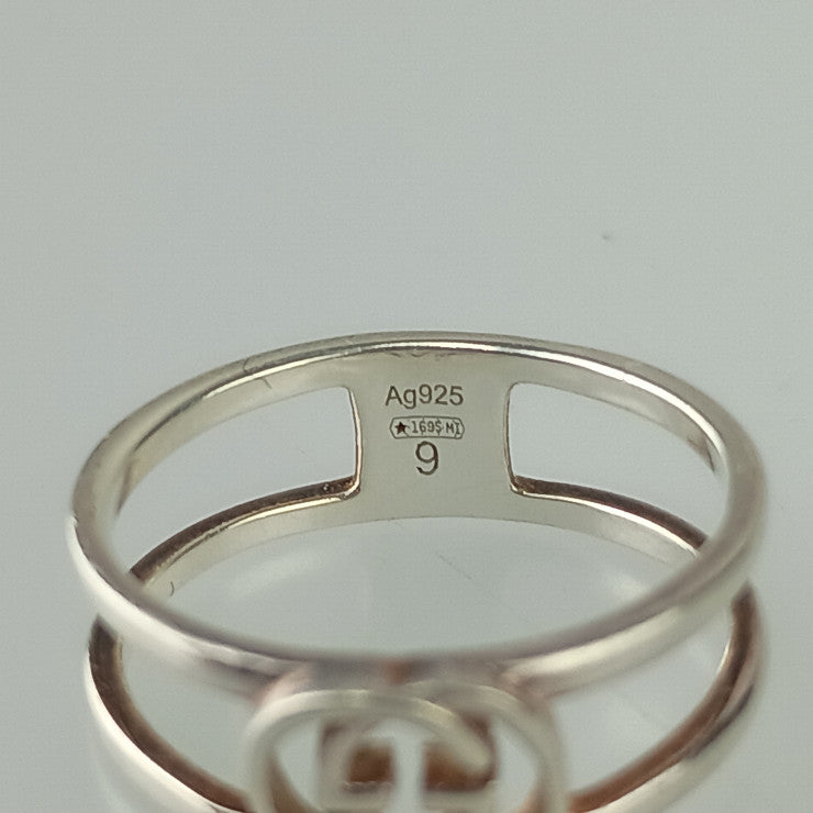 GUCCI グッチ 指輪 インターロッキングG スリム オープン バンド リング 298036 シルバー Ag925 レディース