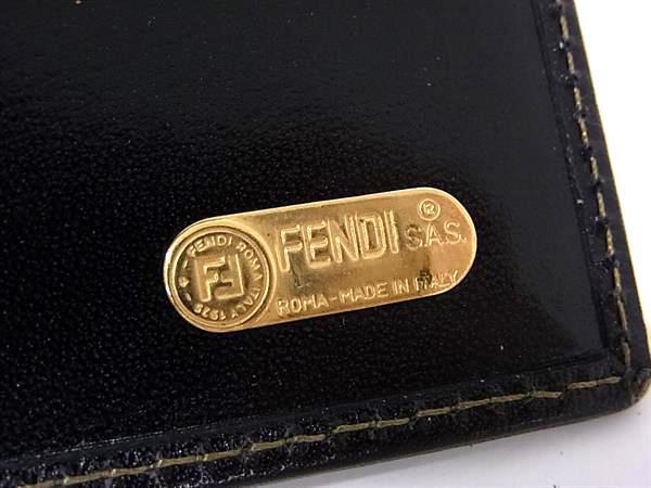 FENDI フェンディ 二つ折り財布 ズッカ Wホック 長財布 2804 01339 ブラウン系×ブラック系 キャンバス×レザー ユニセックス SAS ヴィンテージ 美品