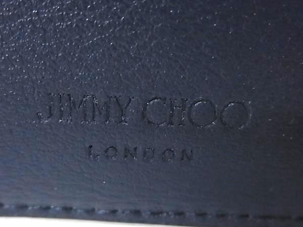 JIMMY CHOO ジミーチュウ 三つ折り財布 JAYDEN ジェイデン ネイビー系 レザー ユニセックス スタースタッズ 美品