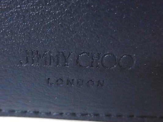 JIMMY CHOO ジミーチュウ 三つ折り財布 JAYDEN ジェイデン ネイビー系 レザー ユニセックス スタースタッズ 美品