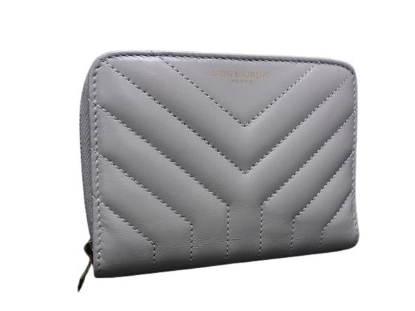 SAINT LAURENT サンローラン 二つ折り財布 JOAN ジョアン 650981 アイボリー系 レザー レディース ラウンドファスナー ゴールド金具