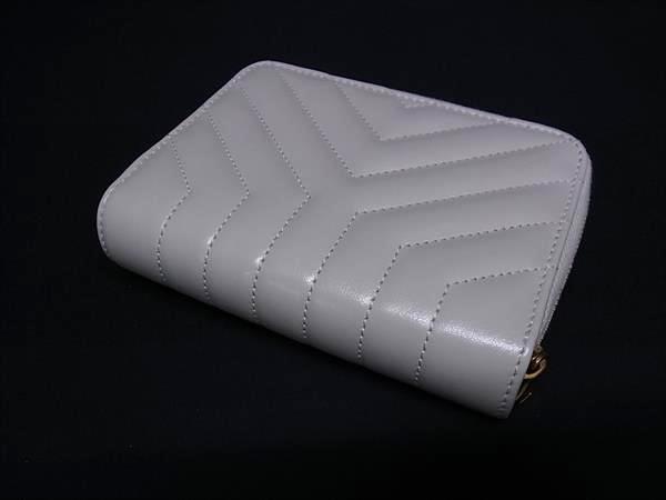 SAINT LAURENT サンローラン 二つ折り財布 JOAN ジョアン 650981 アイボリー系 レザー レディース ラウンドファスナー ゴールド金具