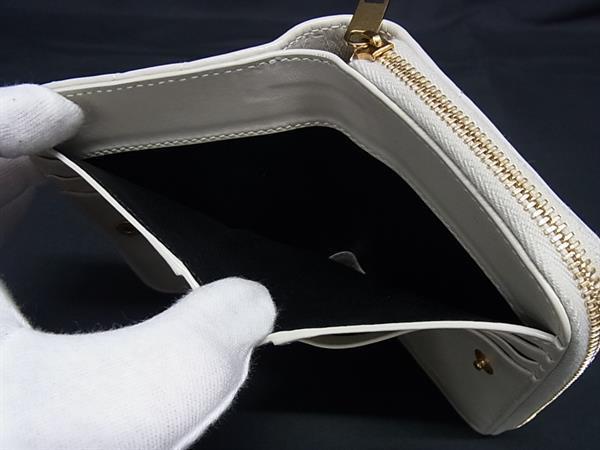 SAINT LAURENT サンローラン 二つ折り財布 JOAN ジョアン 650981 アイボリー系 レザー レディース ラウンドファスナー ゴールド金具