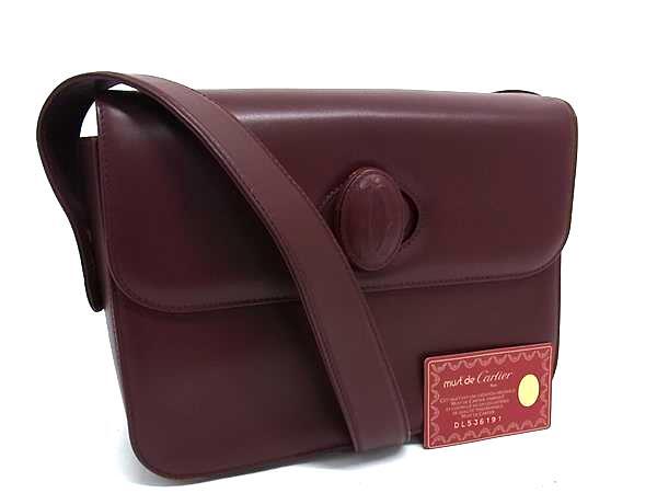 Cartier カルティエ バッグ マストライン ターンロック ショルダーバッグ ボルドー系 レザー レディース