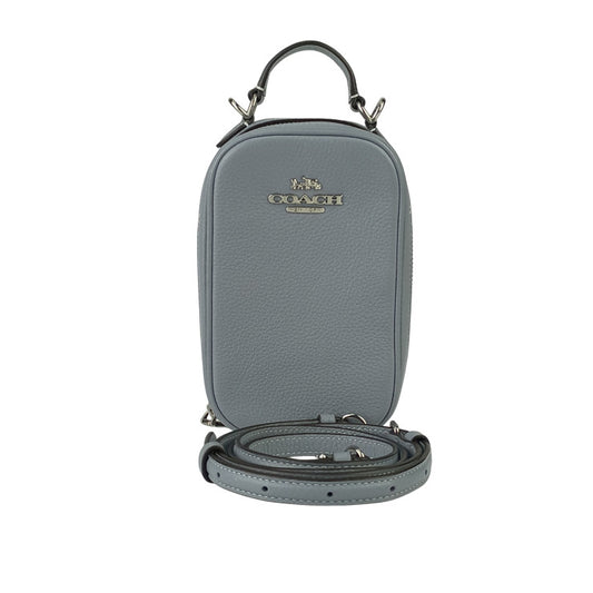 COACH コーチ ショルダーバッグ エヴァ フォーン クロスボディ CB854 ブルーグレー レザー レディース シルバー金具 超美品