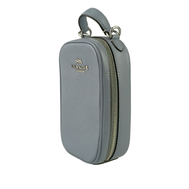 COACH コーチ ショルダーバッグ エヴァ フォーン クロスボディ CB854 ブルーグレー レザー レディース シルバー金具 超美品