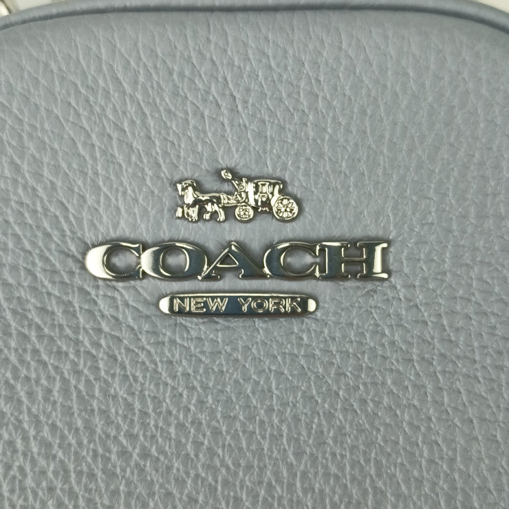COACH コーチ ショルダーバッグ エヴァ フォーン クロスボディ CB854 ブルーグレー レザー レディース シルバー金具 超美品