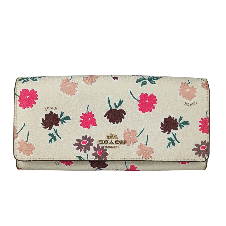 COACH コーチ 長財布 エンベローブ プリント デイジーフィールド 57211 マルチカラー PVC レザー レディース 二つ折り財布