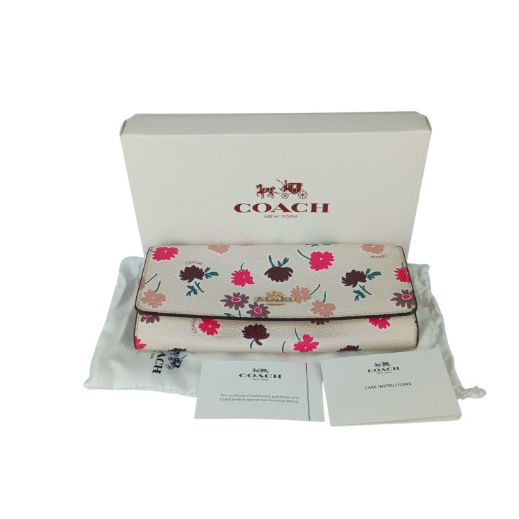 COACH コーチ 長財布 エンベローブ プリント デイジーフィールド 57211 マルチカラー PVC レザー レディース 二つ折り財布