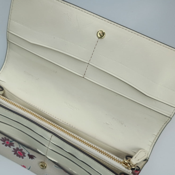COACH コーチ 長財布 エンベローブ プリント デイジーフィールド 57211 マルチカラー PVC レザー レディース 二つ折り財布
