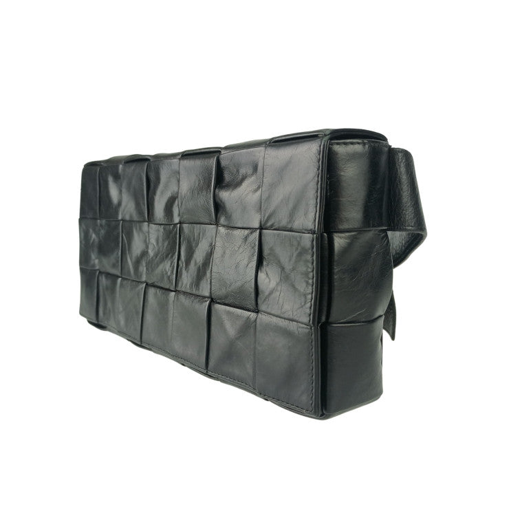 BOTTEGA VENETA ボッテガヴェネタ ウエストバッグ マキシイントレチャート ザ・ストレッチ カセット ベルトバッグ 629067 ブラック カーフ ユニセックス シルバー金具 美品