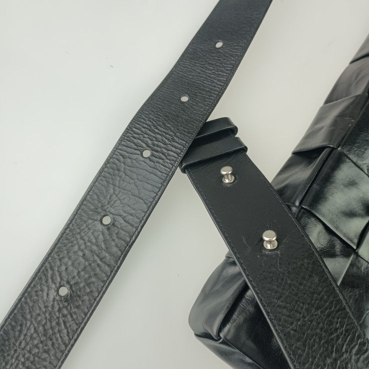 BOTTEGA VENETA ボッテガヴェネタ ウエストバッグ マキシイントレチャート ザ・ストレッチ カセット ベルトバッグ 629067 ブラック カーフ ユニセックス シルバー金具 美品