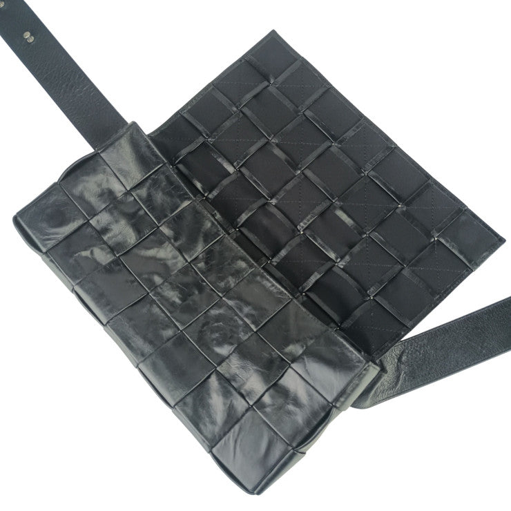 BOTTEGA VENETA ボッテガヴェネタ ウエストバッグ マキシイントレチャート ザ・ストレッチ カセット ベルトバッグ 629067 ブラック カーフ ユニセックス シルバー金具 美品