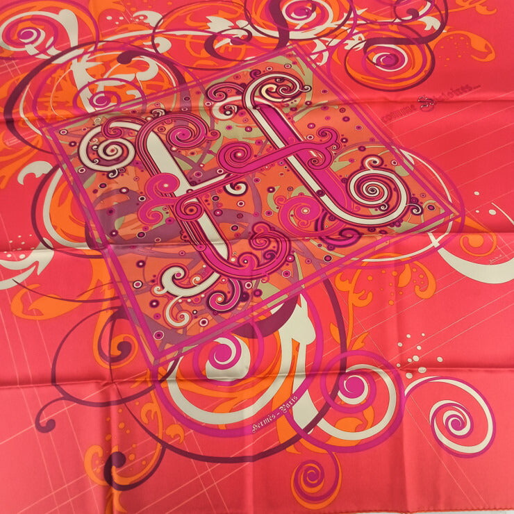 HERMES エルメス スカーフ カレ90 COMME HISTOIRES レッド系 シルク レディース 超美品