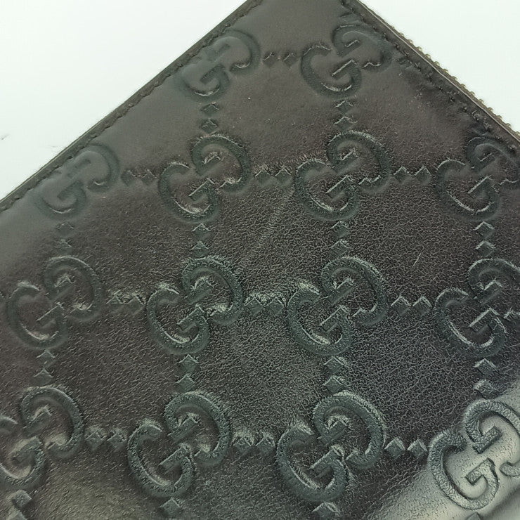 GUCCI グッチ 長財布 グッチシマ ジップアラウンドウォレット 233025 ダークブラウン シルバー金具 レザー ユニセックス ラウンドファスナー