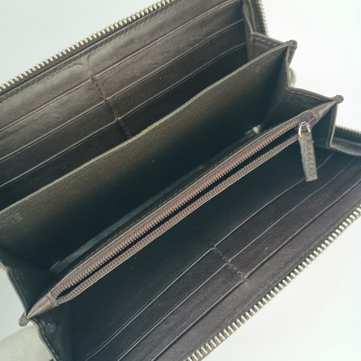 GUCCI グッチ 長財布 グッチシマ ジップアラウンドウォレット 233025 ダークブラウン シルバー金具 レザー ユニセックス ラウンドファスナー