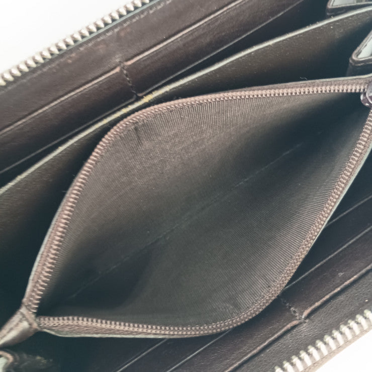 GUCCI グッチ 長財布 グッチシマ ジップアラウンドウォレット 233025 ダークブラウン シルバー金具 レザー ユニセックス ラウンドファスナー