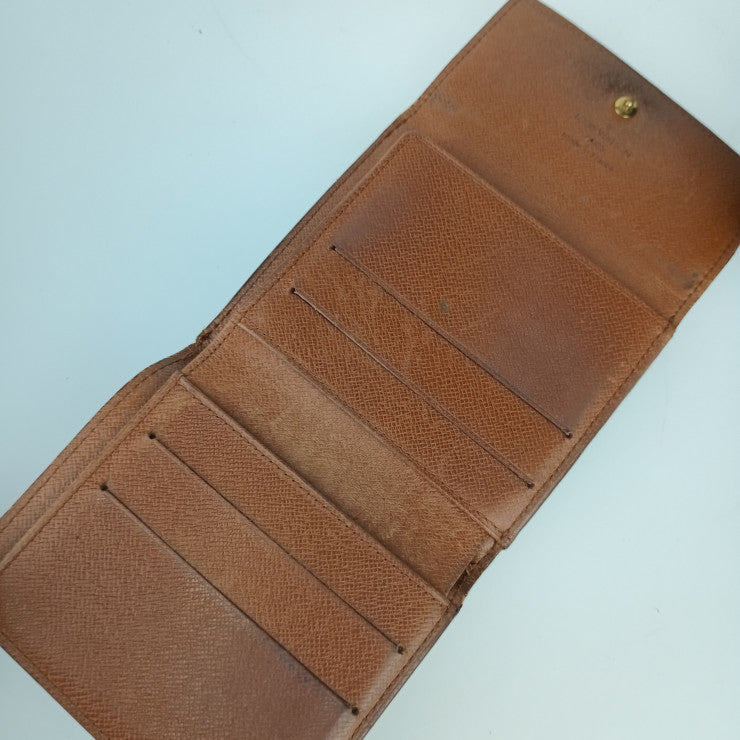 LOUIS VUITTON ルイヴィトン 二つ折り財布 ポルトモネ・ビエ カルト クレディ M61652 ブラウン モノグラムキャンバス レディース Wホック