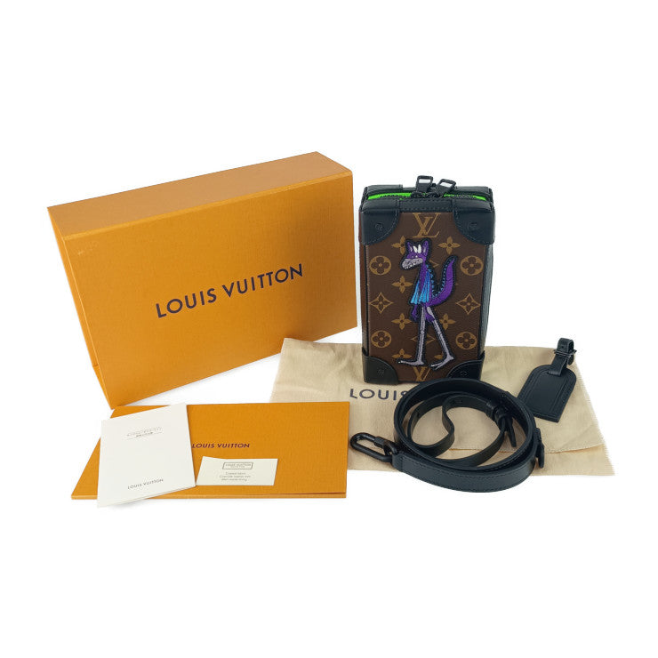 新古未使用展示品 LOUIS VUITTON ルイヴィトン ショルダーバッグ ソフトトランク・フォーンボックス M80144 ブラウン ブラック グリーン系 パープル系 モノグラムキャンバス レザー メンズ ポシェット