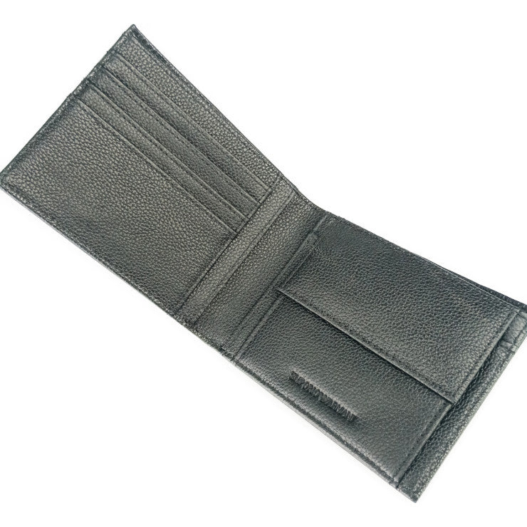 超美品 EMPORIO ARMANI エンポリオ アルマーニ 財布 二つ折り財布 EM001580 AF13788 ブラック レザー メンズ