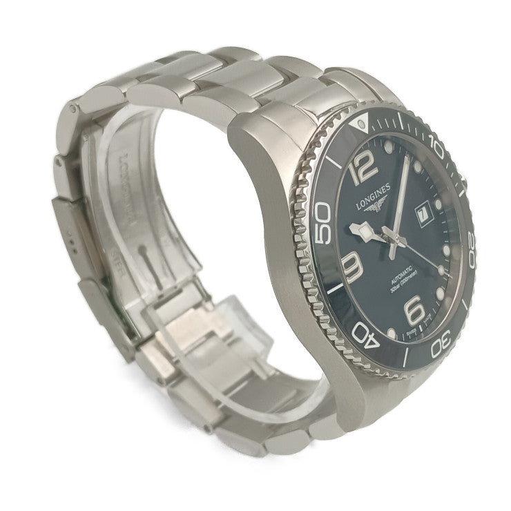 超美品 LONGINES ロンジン 腕時計 ハイドロコンクエスト L3.781.4.56.6 シルバー ブラック文字盤 ステンレス メンズ 自動巻 30気圧防水